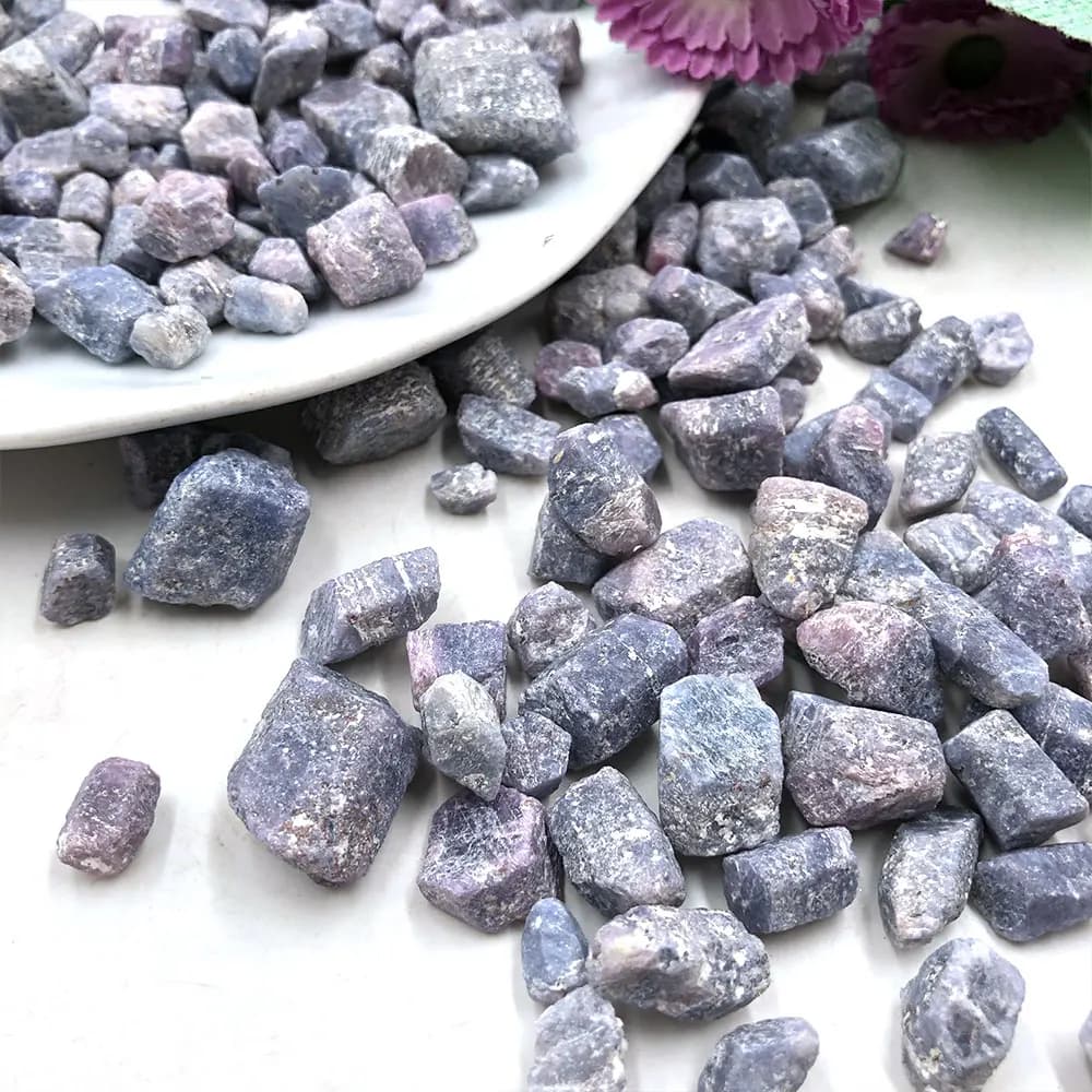 50g/Pack Random Natural Purple Red Corundum Rough Stone Raw Gemstone Specimen Mineral Crystals Healing Ruby Home Room Decoration