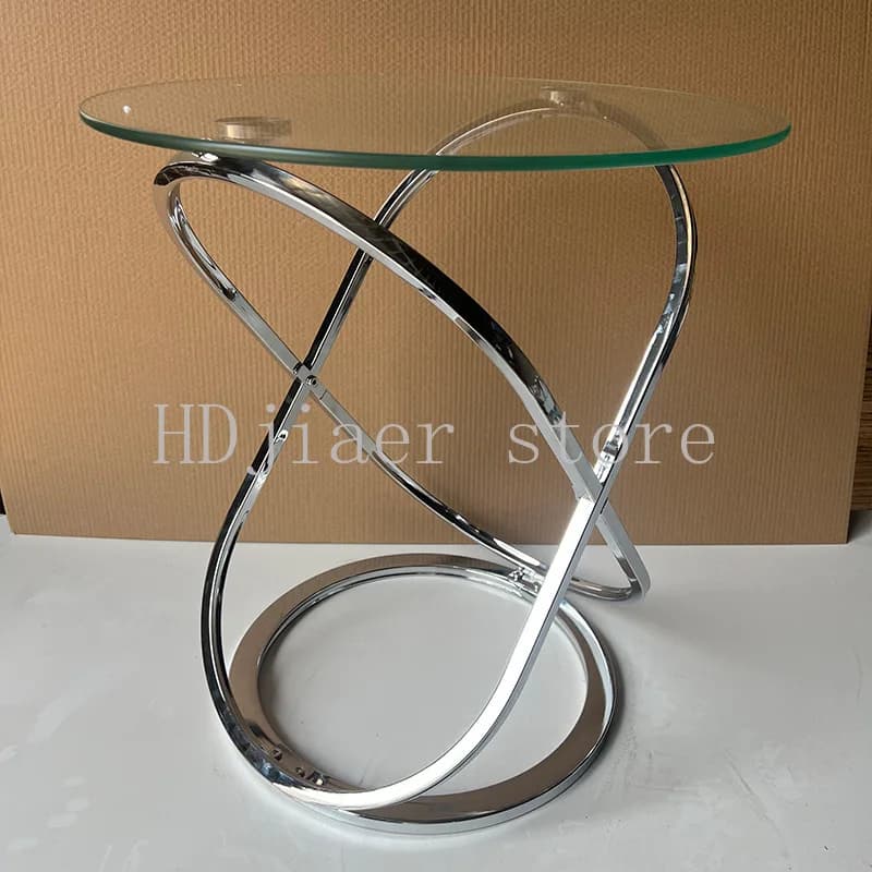 Custom Stainless Steel & Glass Nesting Coffee Table – Minimalist Luxury Round Side Table for Small Living Room, Sofa & Balcony