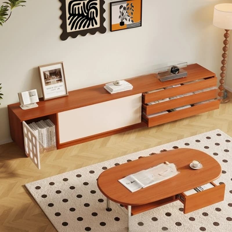 cream wind TV cabinet small apartment floor-standing TV stand multifunction retro tv meubels woonkamer living room furniture