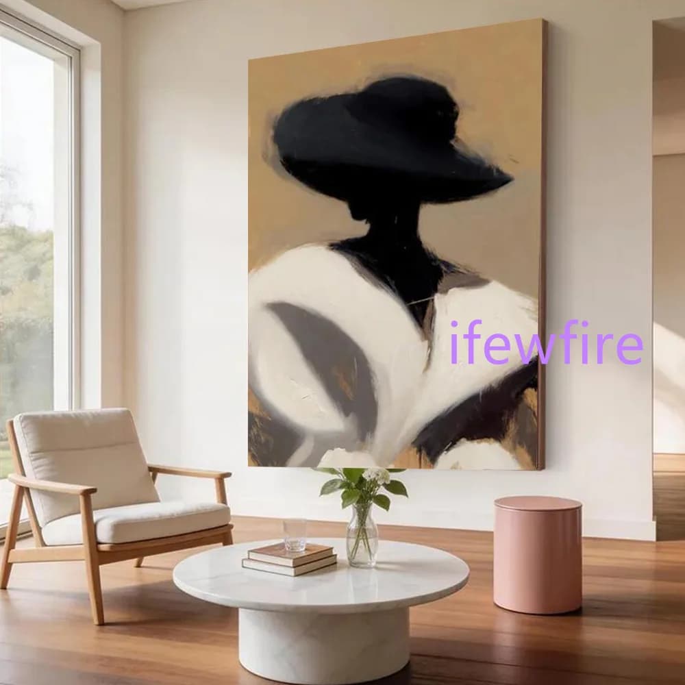 100% Handmade Abstract Oil Painting - Wabi-Sabi Figure Canvas Mural Wall Art for Home Living Room Decor Unique Image Artwork