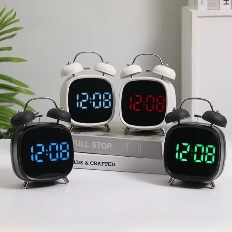 Creative Twin Bell Loud Alarm Clock Digital LED Ring Bell Clock Plug-In Use Children's Watch Home Office Desk Table Alarm Watch