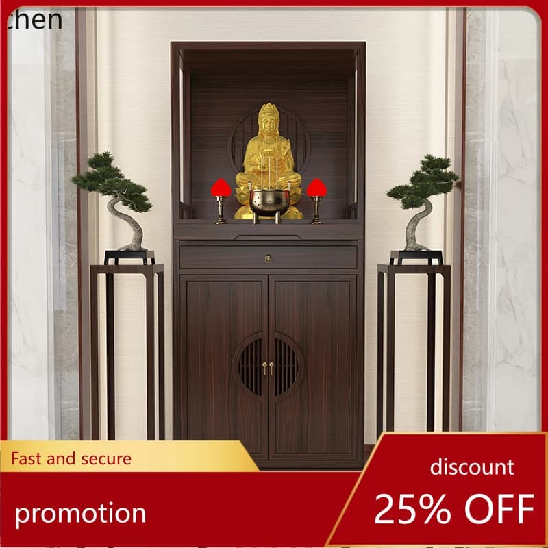 HT  cabinet Ebony wood shrine Buddhist platform for table rack Household solid wood Buddhist cabinet God  Wealth for table rack