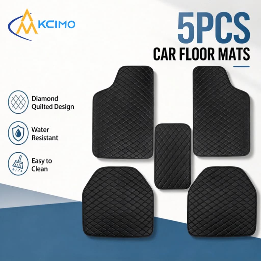 5PCS Auto Floor Liners PU Leather Wear‑Resistant Foot Mats Waterproof Anti‑Dirty Full Set Car Interior Protection Supplies