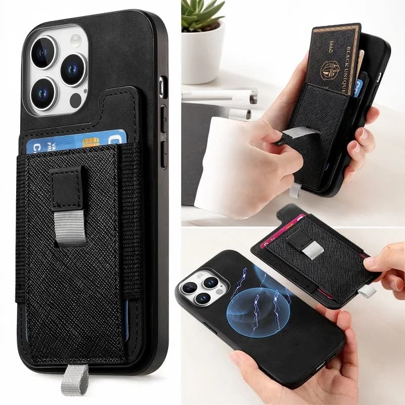 For Vivo T2/S18/S17/V29/X100/Y200/Y300+/iQOO 12 11 Pro/NEO9 8 Pro Z7 With Detachable Magnetic Creative Pull Type Card Case