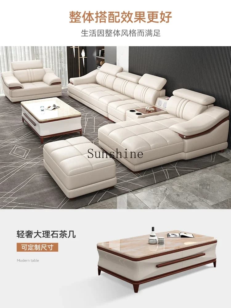 Modern simple living room size apartment combination leather art sofa furniture       FT