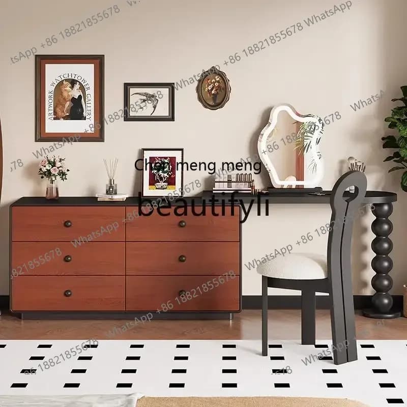 D178  Medieval dresser bedroom modern simple chest integrated French retro solid wood corner end of bed