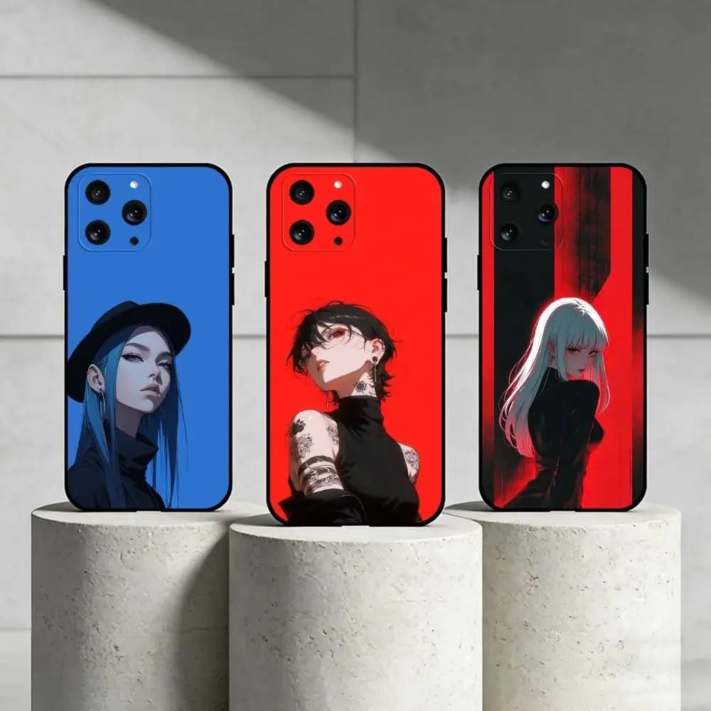 Dark goth girl Phone Case Silicone black Soft For IPhone 17,16,15,14,13,12,11,SE,Plus Pro Max