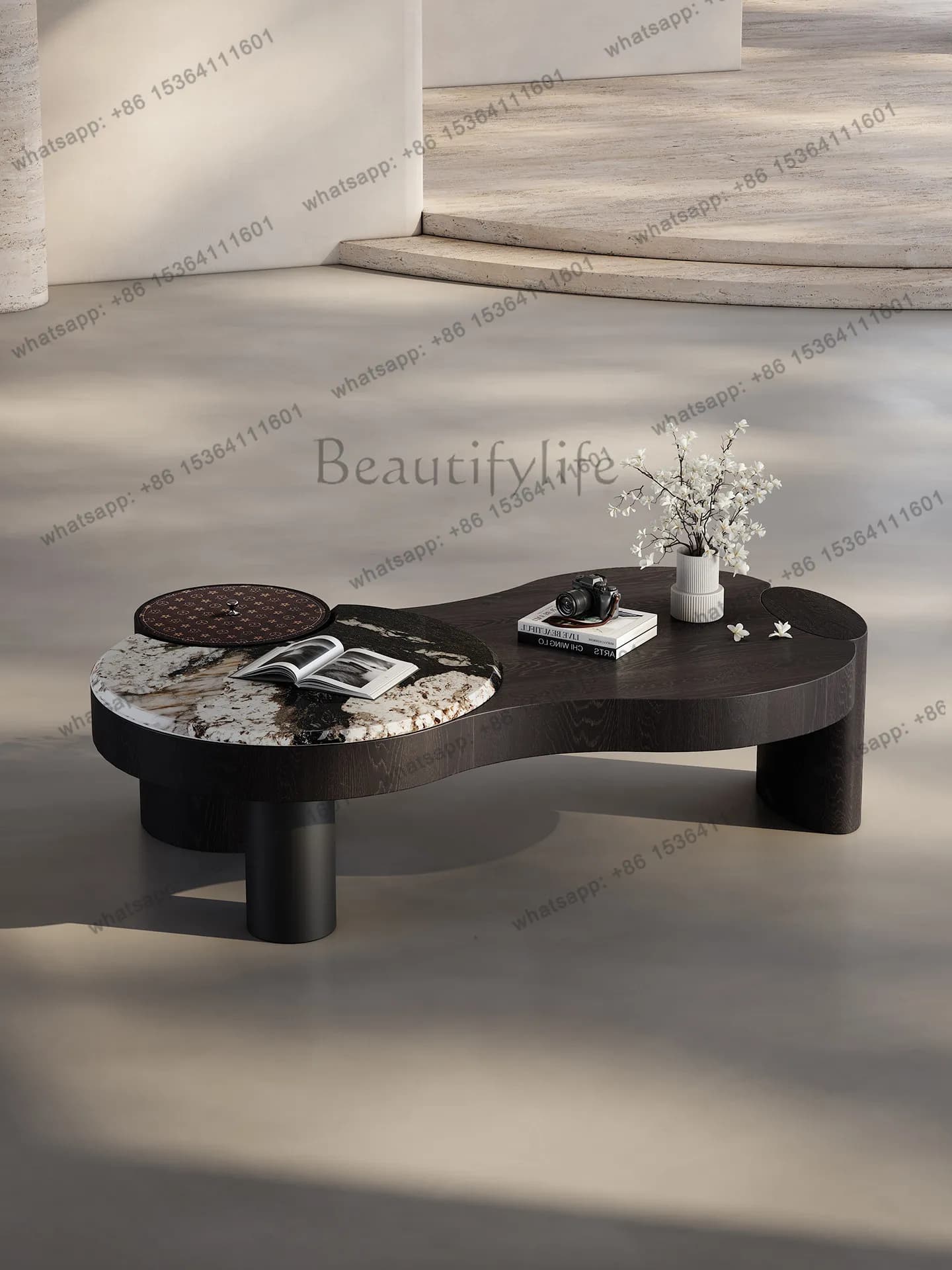 Italian minimalist luxury stone, coffee table living room 2026 new irregular, tea table