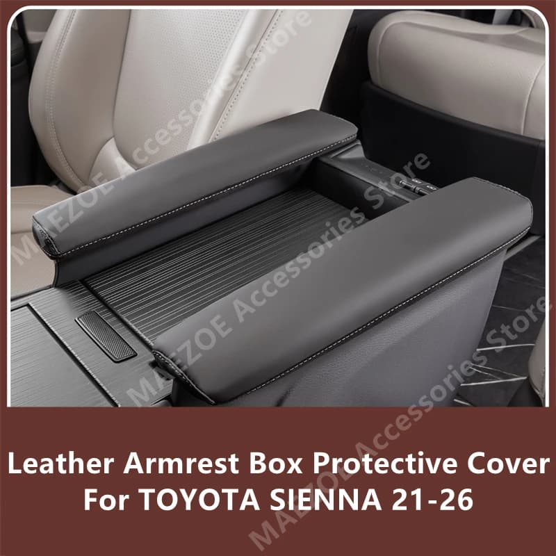 For TOYOTA SIENNA 21-26 Leather Armrest Box Protective Cover,Car Interior Decoration Modification Accessories Refit