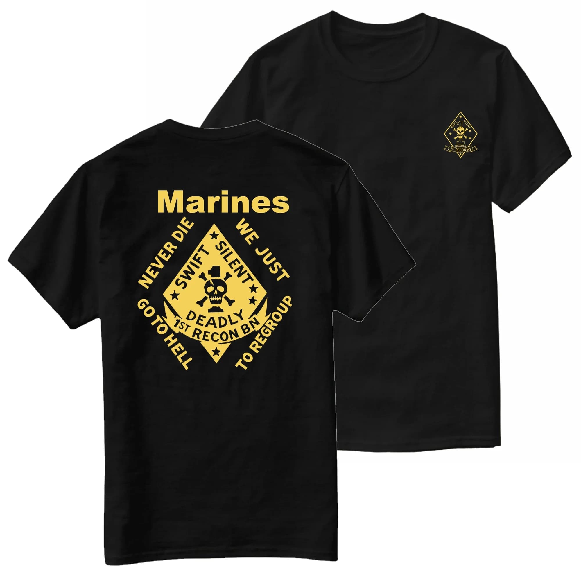 US Marines Corps 1st Recon Battalion T-Shirt 100% Cotton O-Neck Summer Short Sleeve Casual Mens T-shirt Size S-3XL