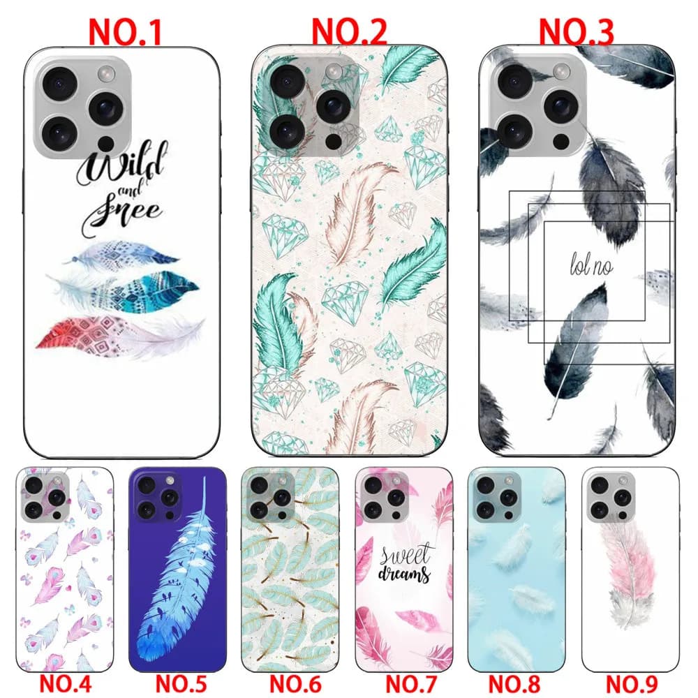 Beauty feather soft case  for iPhone 6 6 Plus 7 8 SE 2020 SE 2022 7 Plus 8 Plus X XS XR