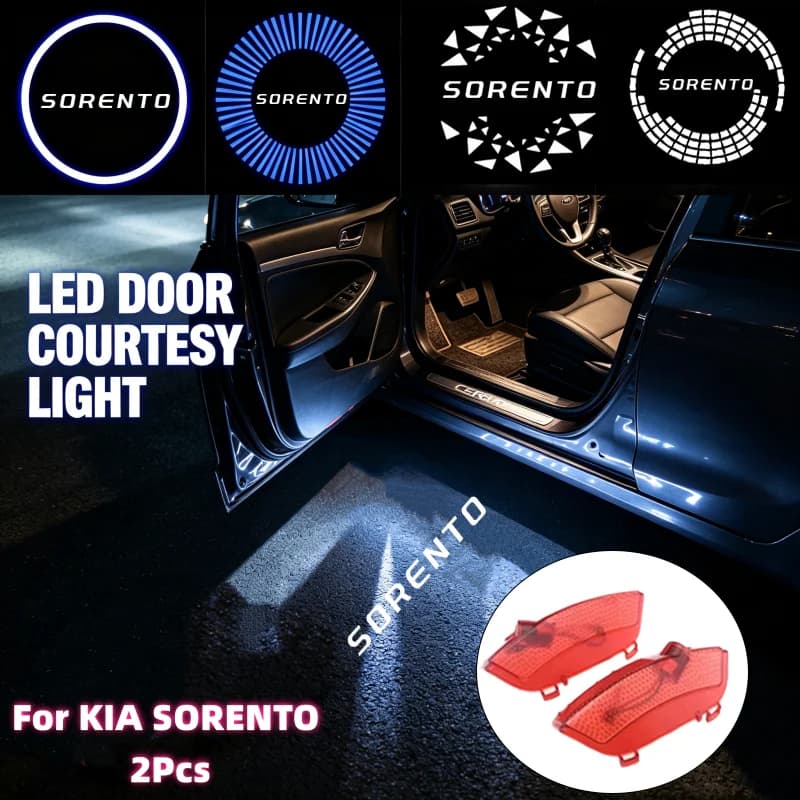 2Pcs LED Ghost Logo Projector Car Door Welcome Courtesy Shadow Light For KIA Sorento Logo 2015‑2022 Auto Exterior Accessories