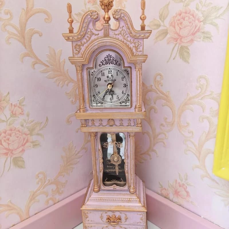 European Style Silent Pendulum Clock Retro Home Timepiece Antique Living Room Desktop Decoration Dollhouse Luxury Display Clock