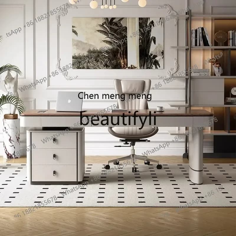 2003Solid wood desk light luxury designer office study high-end boss table computer desk
