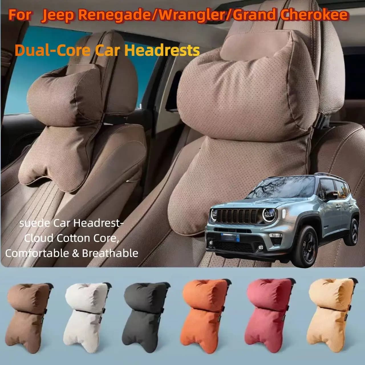 Dual-Layer Breathable Car Headrest For Jeep Renegade/Wrangler/Grand Cherok  Double Layer Neck Shoulder Support 4 Seasons Univers