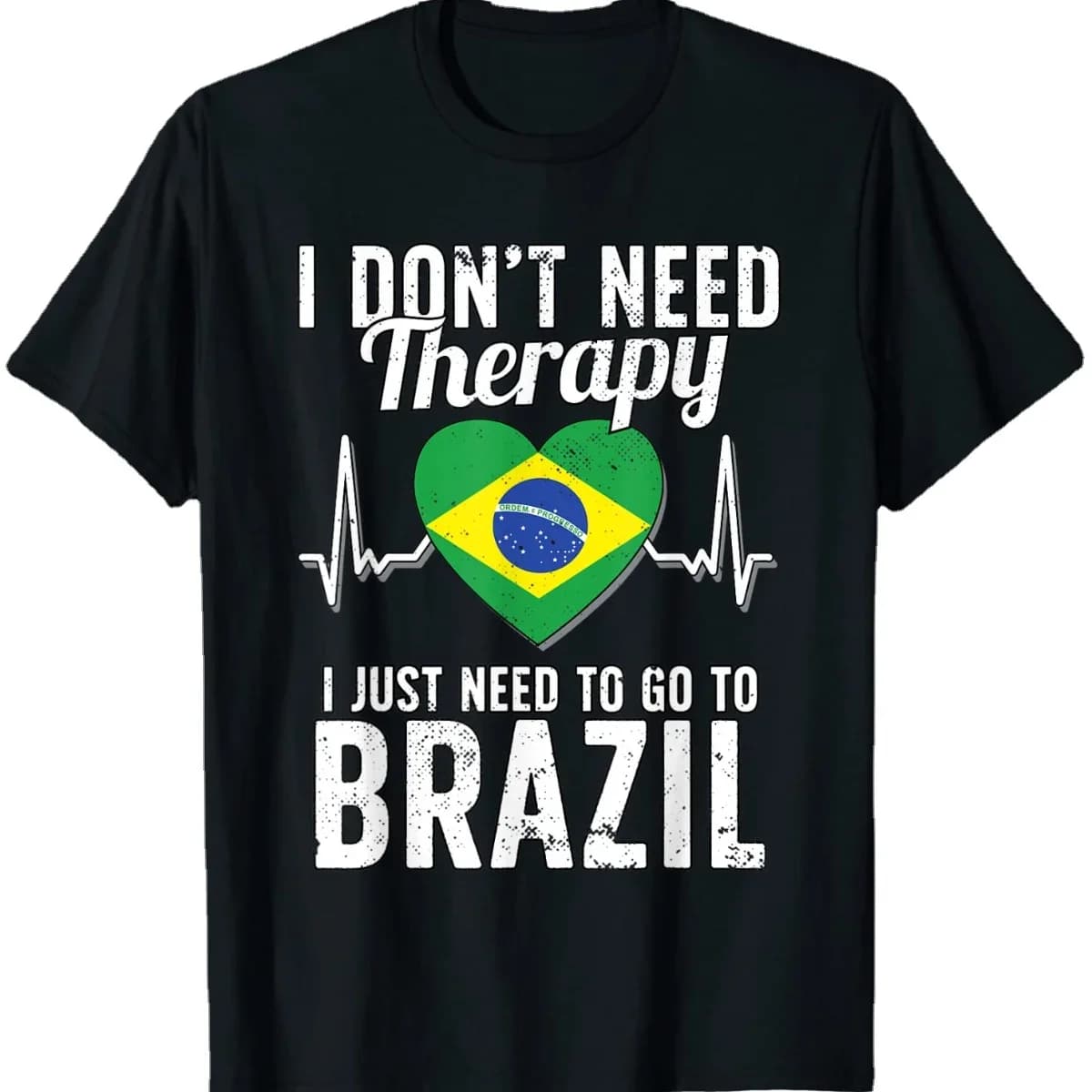 Brazil Flag Holiday Brazil Flag Heartbeat Summer Cotton O-neck Short Sleeve T-shirt