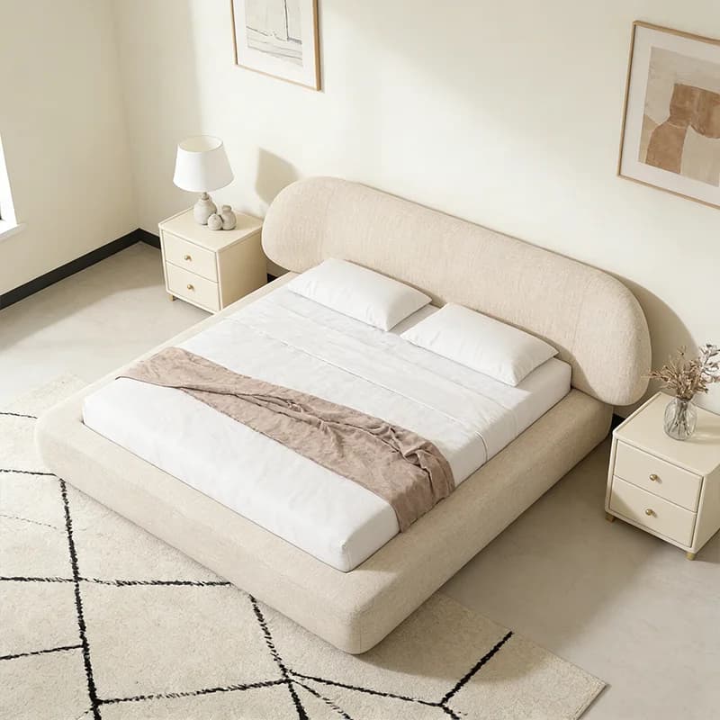 # Contemporary Linen Fabric High-density Foam Fill Platform Bed Furniture for Bedroom Guestroom with Wooden Frame