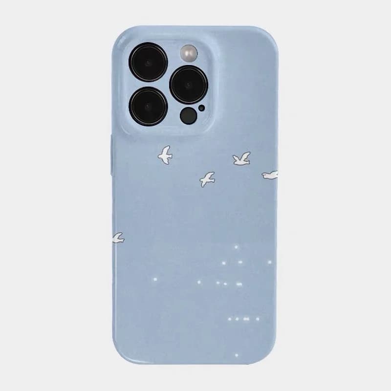 Ins Blue Spring Flying Birds Phone Case for IPhone 17 16E 15 14 Plus 13 12 Mini 11 Pro Max 12 Pro Back Cover XS XR SE 2020 Funda