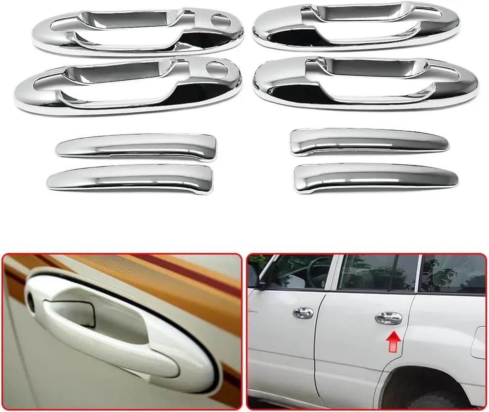 Chrome Door Handle Cover Compatible with Toyota Sequoia (2001–2007), Tundra (2005–2006), and Land Cruiser (1998–2007)
