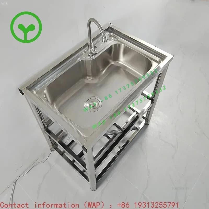 【Best-selling】Thickened Stainless Steel Sinks for Kitchen Commercial Floor-standing Kitchen Sinks with Bracket Home Outdoor Dish