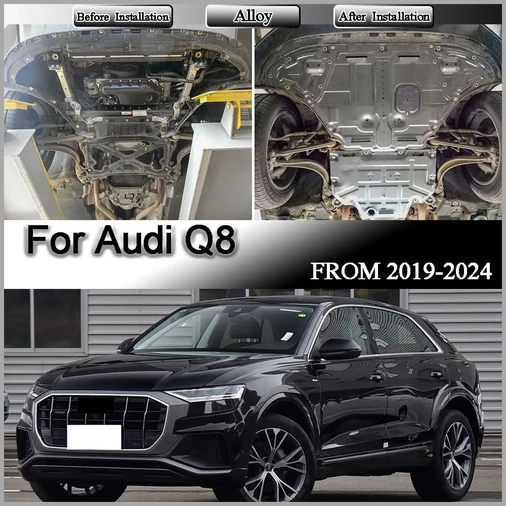 For Audi Q8 2019-2024 2.0T 3.0T Engine Baffle Protection Plate Lower Guard manganese stell alloy Plate Engine Shield