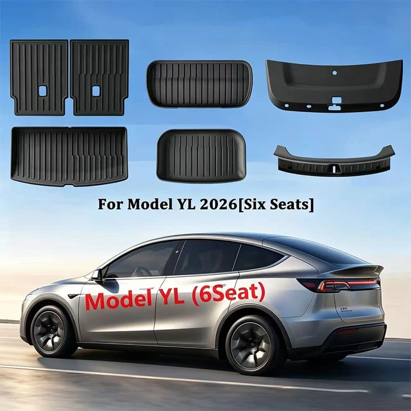 TPE All Weather Cargo Liner Trunk Mat Seat Backrest Anti-Kick Protective Pad For 2026 Tesla Model YL 6-Seat Car Interior Parts