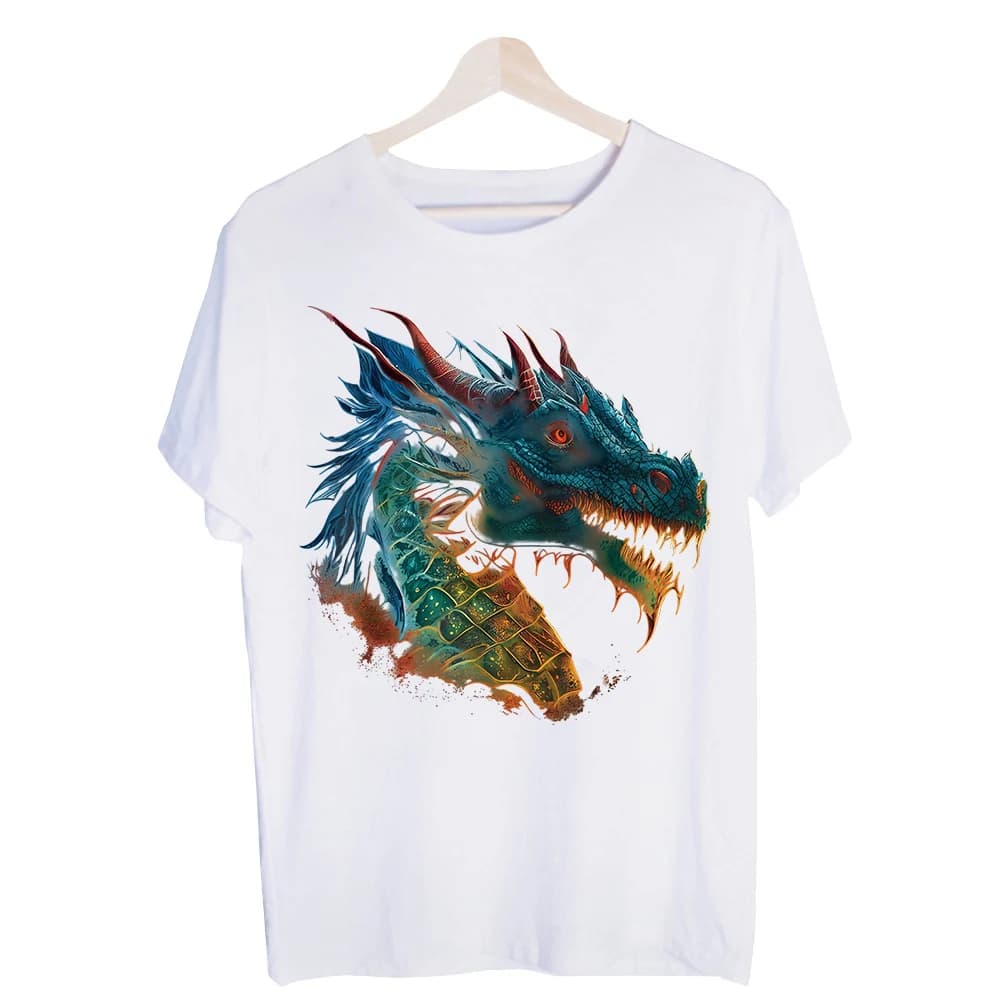 Men's Dragon Head Graphic Tee, Short Sleeve Crew Neck T-Shirt for Casual Streetwear and Summer Outfits