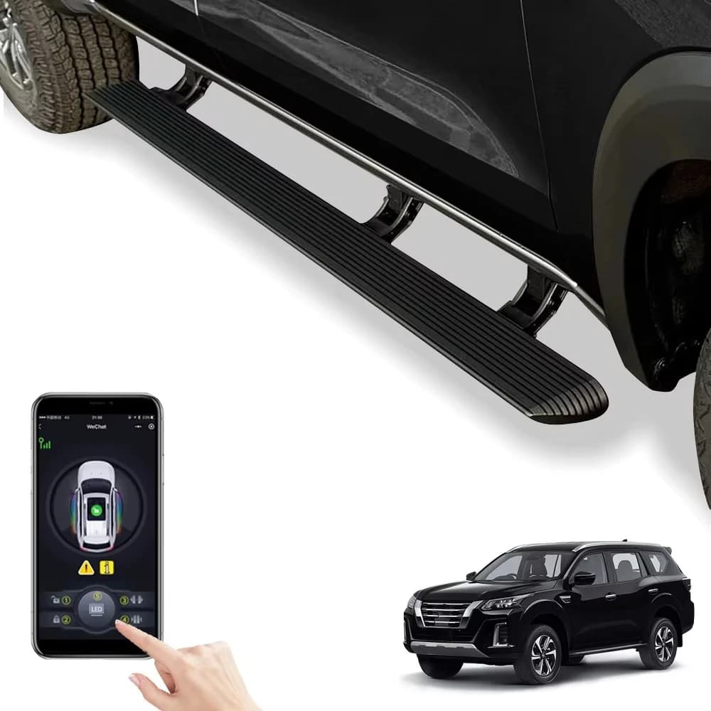 Aluminum Alloy Electric Retractable Running Boards Dual LED Waterproof Anti-slip Side Steps Fit Nissan Terra Auto Car Pedals