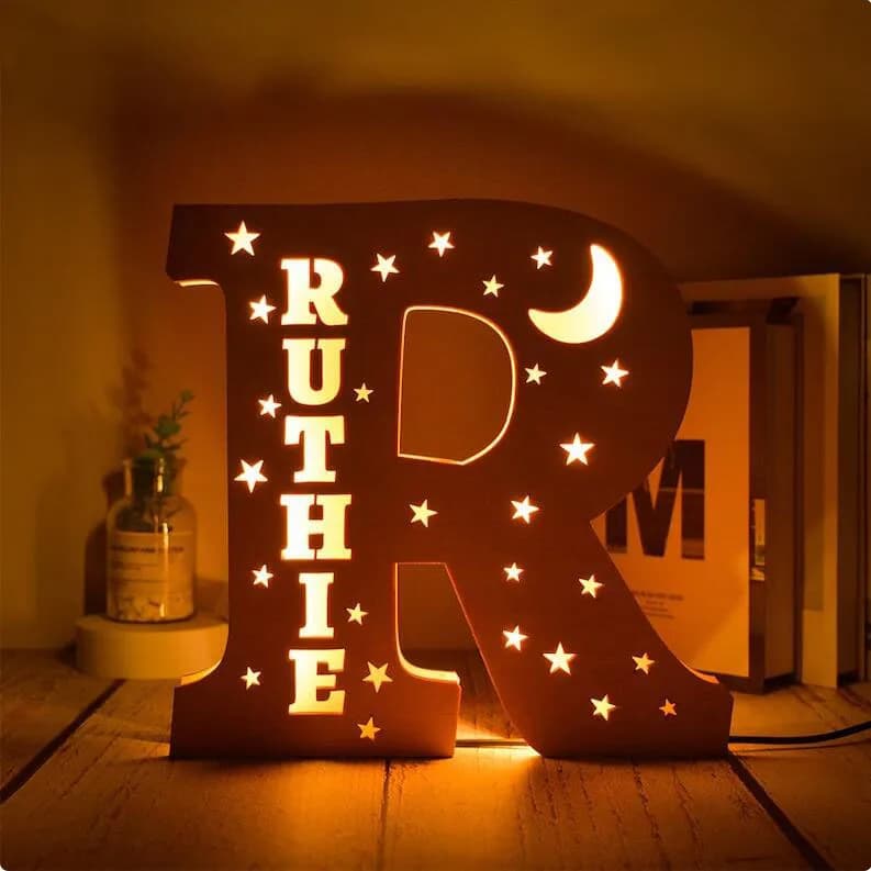 English alphabet lamp ornament home decoration wooden craft handmade gifts