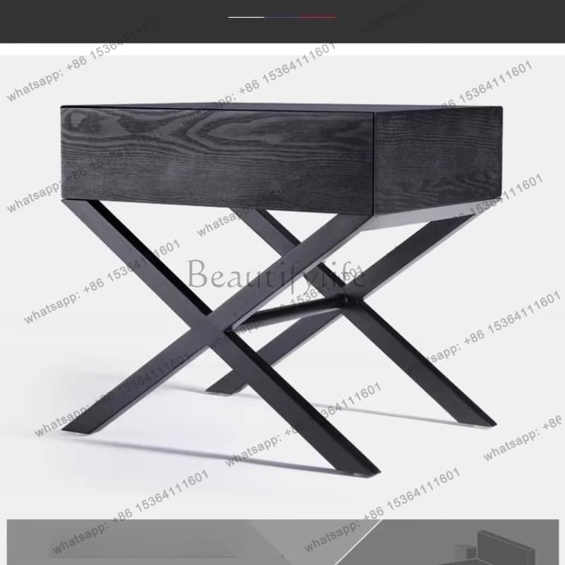 Italian bedside table modern simple Nordic creative size light luxury minimalist solid wood light luxury style