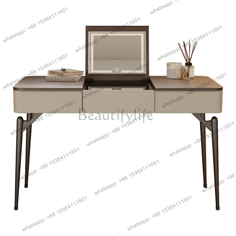 LS Mirror Cabinet Dressing Table Modern Handles Lighted Bedroom Dressing Table Make Up Vanity Coiffeuse De Chambre Furniture