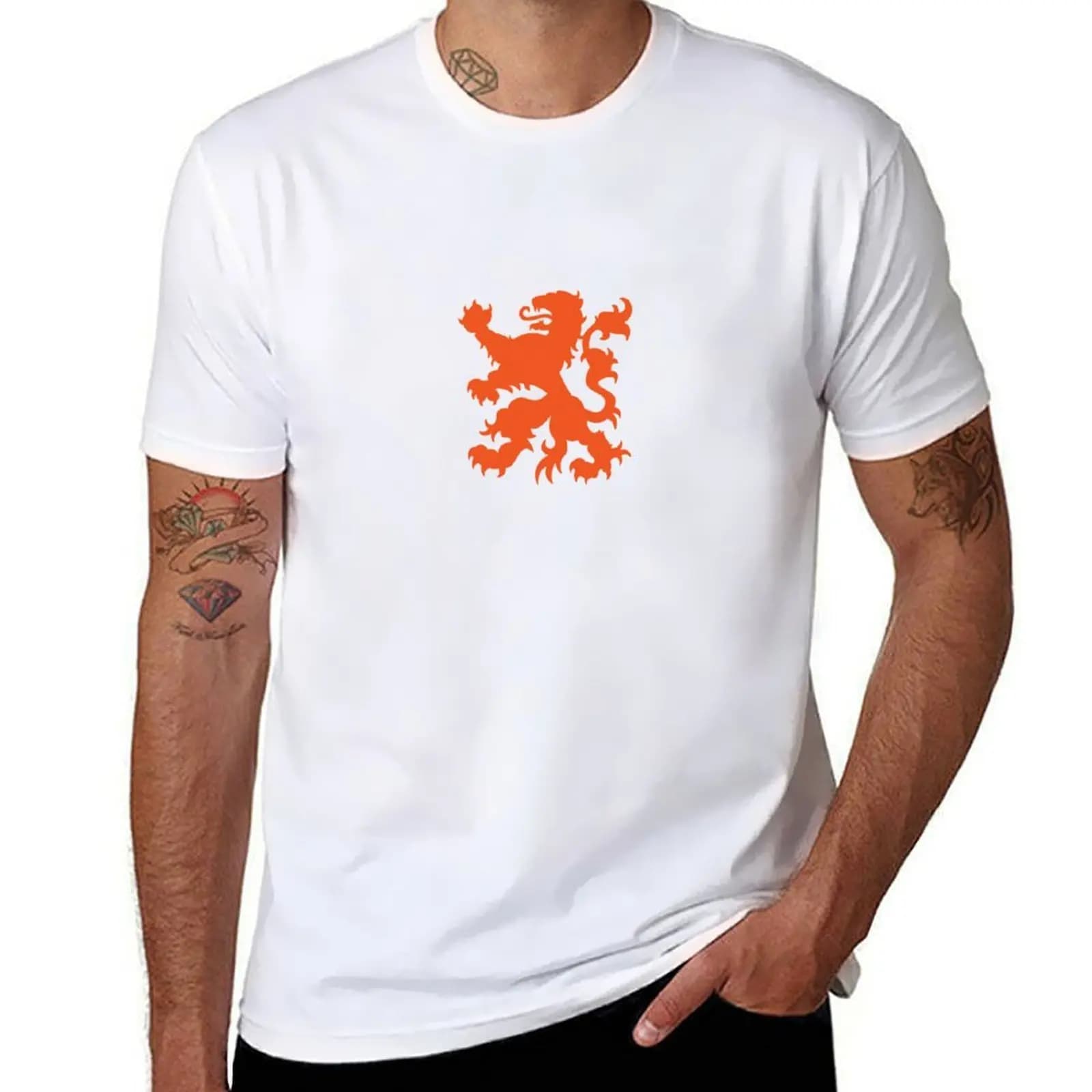 Dutch Lion Nederlandse Leeuw Je Maintiendrai T-Shirt t shirt man plain cotton t shirts man 100% T-Shirt