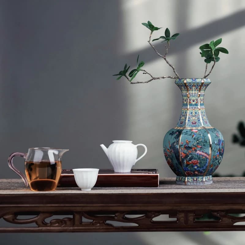 Jingdezhen Porcelain Vase Antique Official Enamel Porch Ornaments Square Porcelain Collection  Decorative Vase