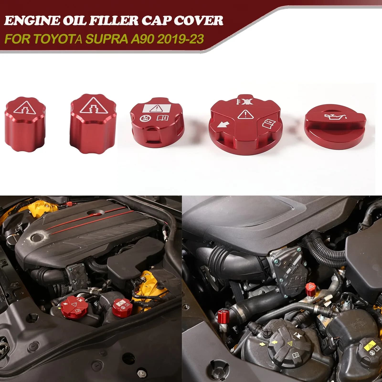 Alloy Car Engine Room Oil Cap Fluid Reservoir Water Tank Cover For Toyota GR Supra A90 MK5 2019-25 Wiper Water Caps Accessories