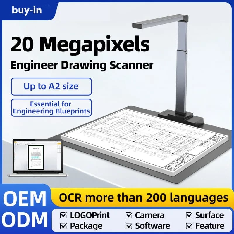 No Stock CZUR High Speed 20M HD Pixel Book Scanner A2 Engineering Drawings Quick Auto OCR Camera for Document Imaging，Have A3