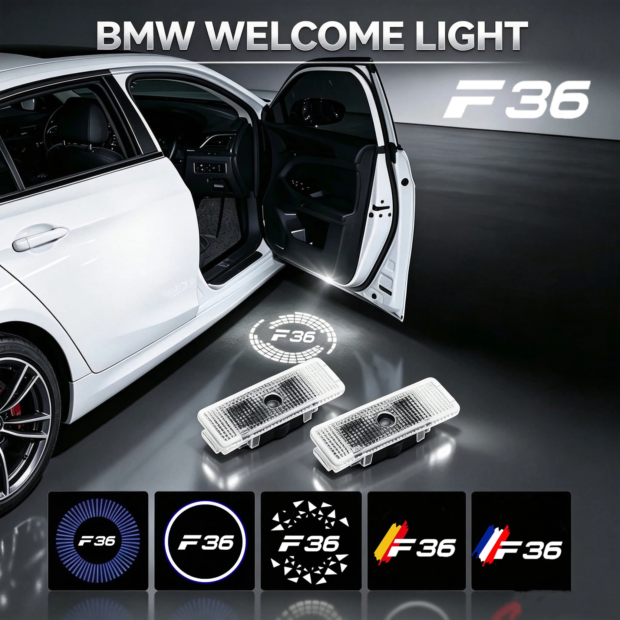 2PCS LED Car Door Projector Welcome Lights For BMW 4 Series F36 2013‑2023 Ghost Shadow Courtesy Badge Lamp Decor Accessories