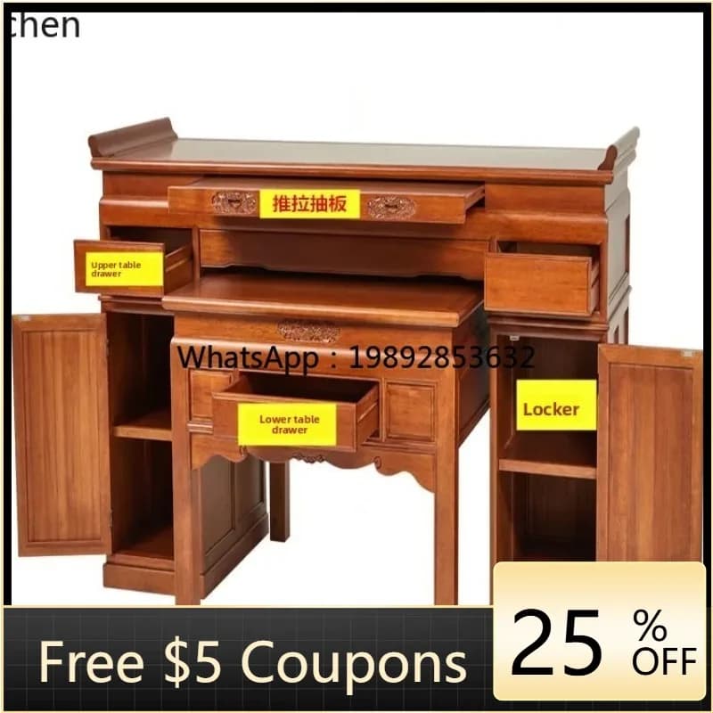 AB Solid Wood Altar Table Home Incense Table God of Wealth Incense Table Altar Incense Case Buddha Shrine Altar
