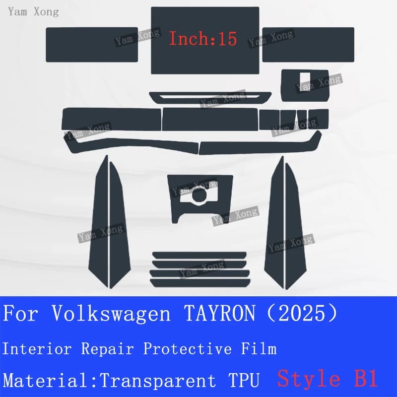 For Volkswagen TAYRON (2025) Easy Install Interior Protective Film Center Console Screen Dashboard HD Clear Anti Scratch Sticker