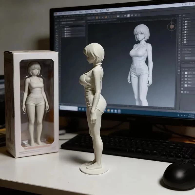 3D Printed Beauty Sculpture Short Hair Tank Top Exquisite Desktop Desktop Home Office Decoration Display Model