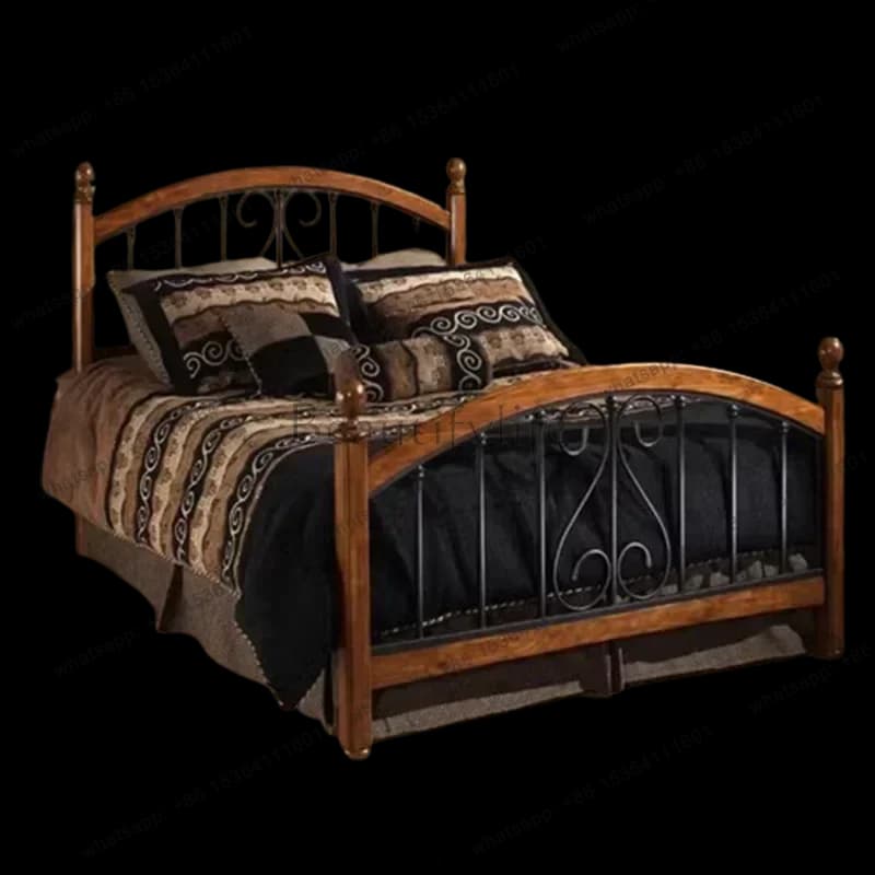 High End Black Double Bed European Waterproof Sleeping Metal Modern Beds Bedroom Queen Twin Luxury Camas De Dormitorio Furniture