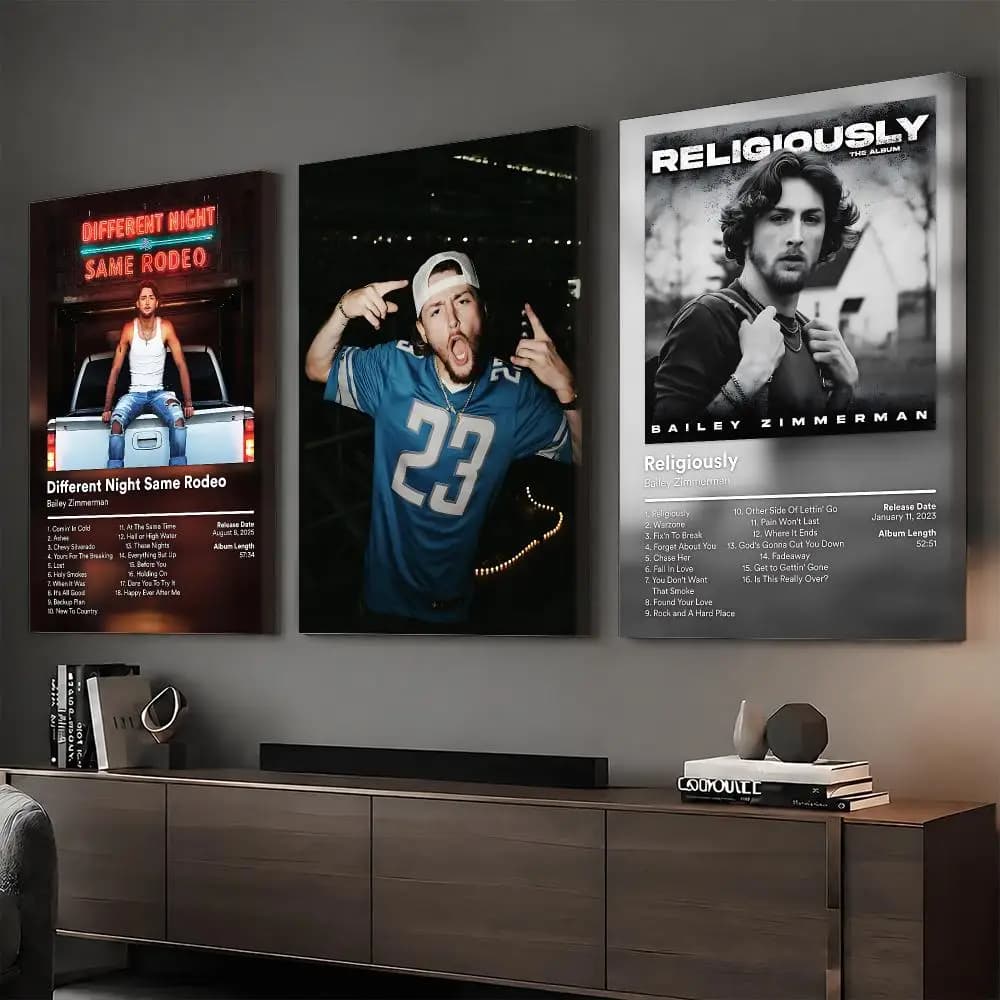 B-Bailey Zimmerman Music Album Painting Calligraphy Modern Style Inner Frame Canvas Poster Bedroom Room Hallway Wall Art Decor