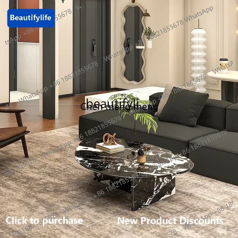 183F Luxury stone natural marble coffee table French table light luxury small apartment living room household elephant white
