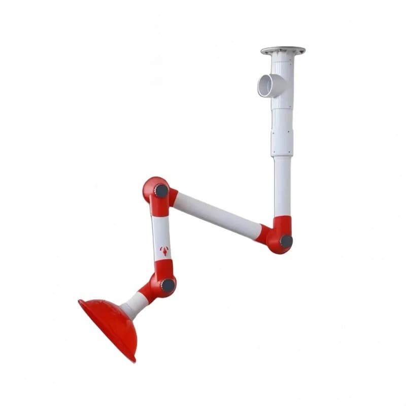 JVLAB FE03-1 3-Stage Adjustable PP Mobile Red Laboratory Clamp Smoke Exhaust Arm Exhaust Hood Gas Collection and Drying