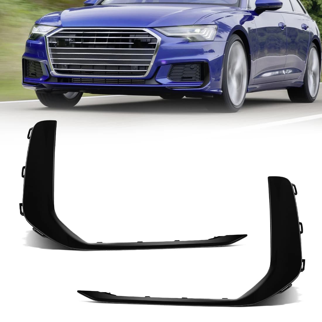 For Audi A6 S6 C8 S-Line 2019-2025 Fog Lamp Cover Front Bumper Grille  Front Bumper Grille Cover Trim Honeycomb Bezel 4K0807967A