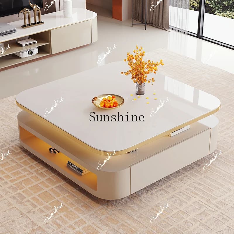 Creative advanced sense extended large apartment bright rock slab coffee table TV cabinet combination  FT