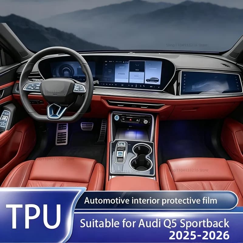 Transparent TPU Protective Film Anti-scratch For Audi Q5 Sportback 2025-2026 Car Interior Center Console Dashboard Navigation