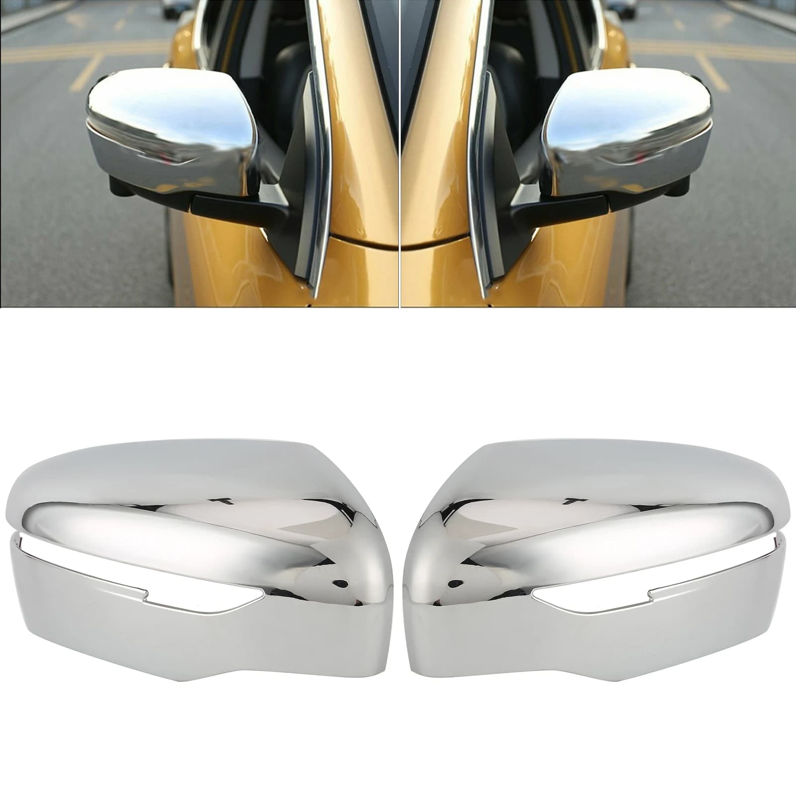 1 Pair Side Mirror Cover Chrome Finish ABS Rearview Mirror Cap For Nissan Navara NP300 Frontier 2015-2019 Stick On