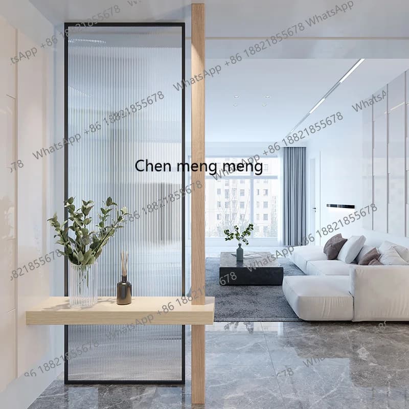 Stainless steel screen new Chinese-style living room hotel entrance modern wrought iron Changhong water pattern glass