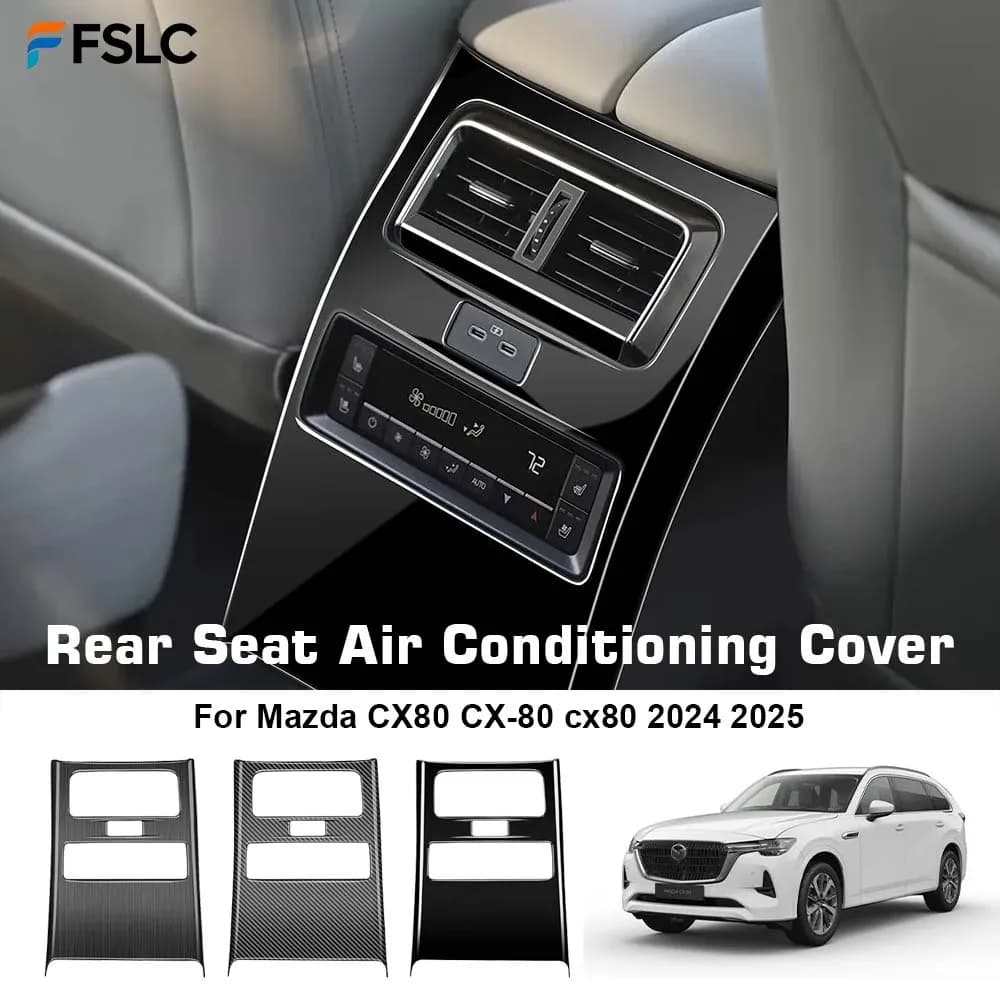⭐Genuine⭐ Car Decoration Rear Seat Air Conditioning Cover For Mazda CX80 CX-80 cx80 2024 2025 Carbon Fiber Glossy Black Styling