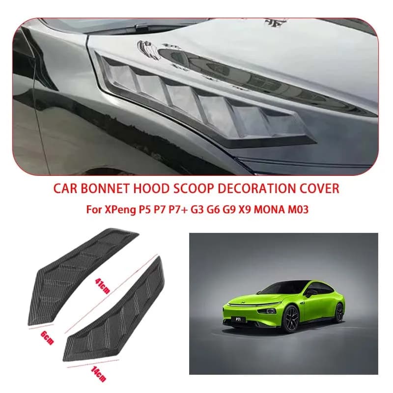 2 Pcs Gloss Black For XPeng Hood Vents Bonnet Cover Rubber Front Bonnet Vent car decorations